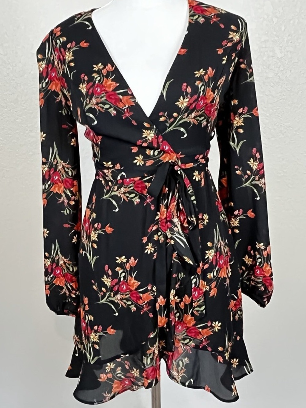Francesca’s mini wrap dress